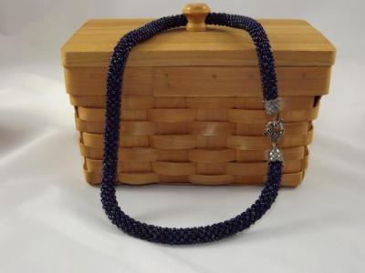 N-29 Oilslick Blue Crocheted Rope Necklace