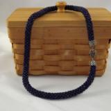 N-29 Oilslick Blue Crocheted Rope Necklace