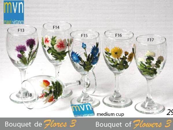 Set of handpainted glasses: BOUQUET OF FLOWERS
