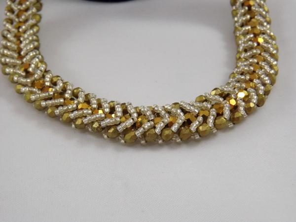 N-104 Gold Herringbone Design Woven Necklace