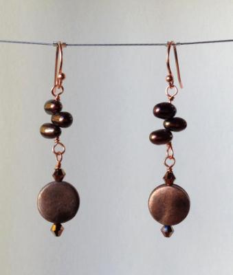 Copper and Pearl Earrings Copper and Pearl Earrings
