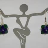 E-28 Blue & Green Flower Earrings