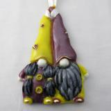 TO22082 -Yellow & Plum Gnome Couple Christmas Tree Ornament