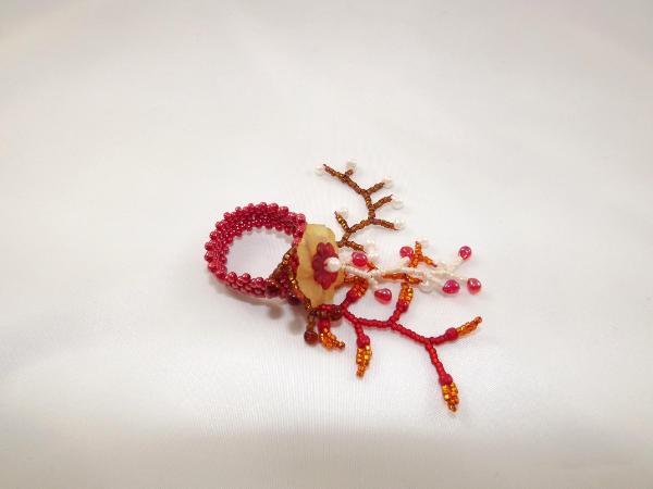 R-13 Red Beaded Ring