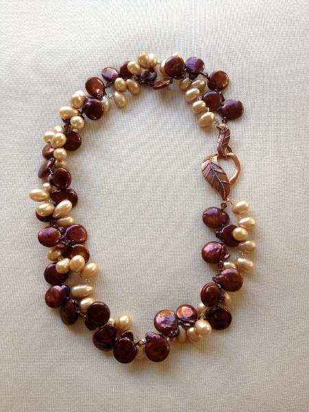 Copper and Gold Pearls with Copper Clasp