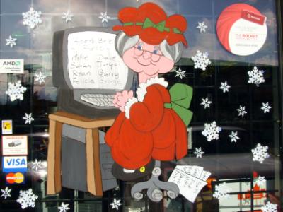 Mrs. Claus at computer
