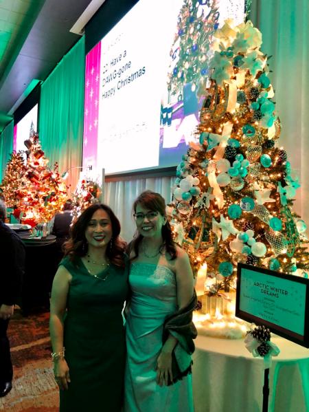 Arctic Winter Dreams Tree, Gina Olan of Alaska Airlines at left