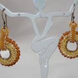 E-33 Amber Beaded Medallion Earrings