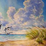 Beach with Three Gulls