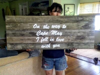 Hand painted aged wood sign 