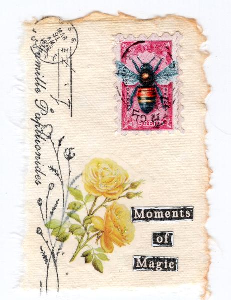 Miniature Collage on Torn Cotton Paper