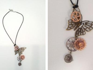 18" cord necklace, Steampunk Butterfly