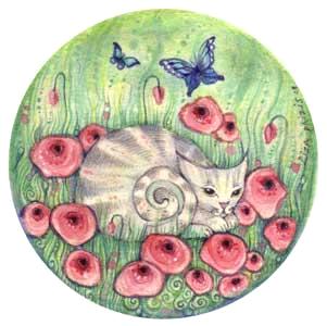 Little Cat with Poppies