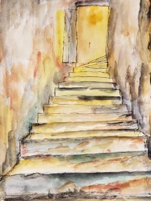 Ascending the steps of Convent of Christ Templar after decending into its depths. (Tomar, Portugal) Ascending the steps of Convent of Christ Templar after decending into its depths. (Tomar, Portugal)