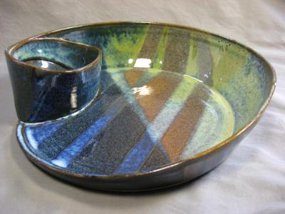 111121.D Chip and Dip Server with Multiple Glazes 111121.D Chip and Dip Server with Multiple Glazes