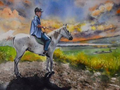 Equestrian self portrait, 38cm x 56cm, 2022 Equestrian self portrait, 38cm x 56cm, 2022