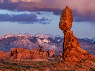 Balanced Rock Purple Mountain Sunset Balanced Rock Purple Mountain Sunset