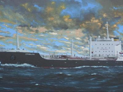 Ecuadorian oil carrier "Esmeraldas", 120cm x 60cm, 2013 Ecuadorian oil carrier "Esmeraldas", 120cm x 60cm, 2013