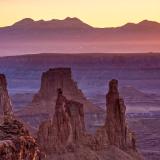 Washer Woman Arch and La Sal Mounain Haze