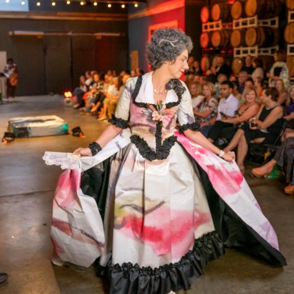 Art Pop billboard fashioned as gown 