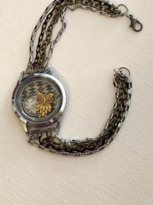 Repurposed Watch Locket , The Owl Repurposed Watch Locket , The Owl