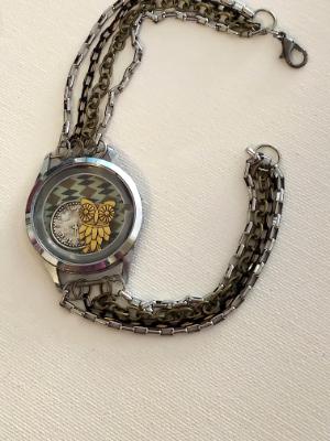 Repurposed Watch Locket , The Owl