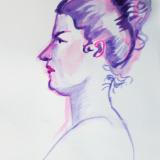 Purple Woman in Profile, Facing Left