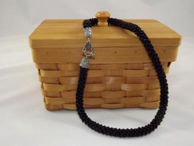N-53 Black Crocheted Rope Necklace