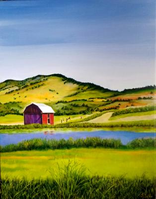 Giclee  22x28".   Red barn on Hogsback Mountain