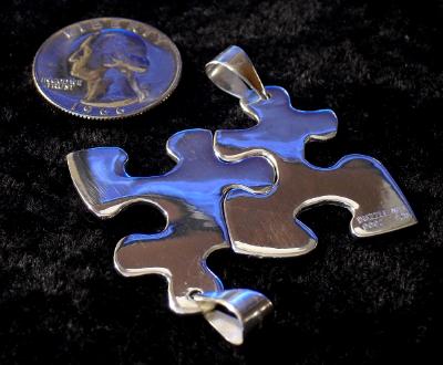 PUZZLE PIECE PENDANTS (3M, 2F) STERLING SILVER (PAIR) PUZZLE PIECE PENDANTS (3M, 2F) STERLING SILVER (PAIR)