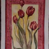 Tulips in Red watercolor 15x22in unframed 