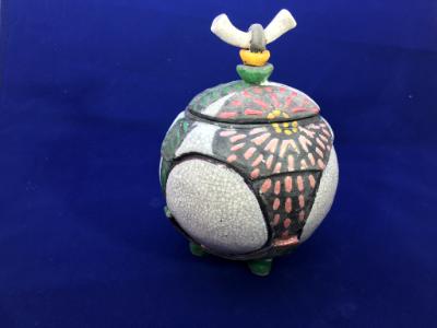 Raku box with dots Raku box with dots