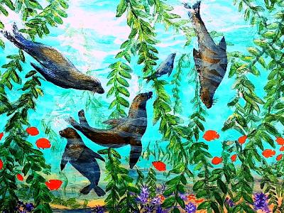 Sea Lions in a Kelp Bed