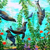 Sea Lions in a Kelp Bed