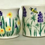 Yellow and Purple Flower Mugs