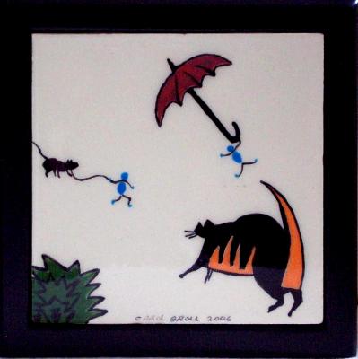 4" tile mounted on black wooden box 4" tile mounted on black wooden box