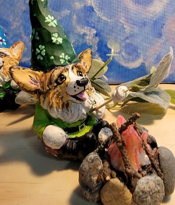 Corgling Gnome Mallow, toasting Marshmallows with fire Corgling Gnome Mallow, toasting Marshmallows with fire