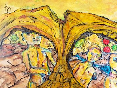 Three humans flee towards caves, as the spores devour the green from the once fertile land. Three humans flee towards caves, as the spores devour the green from the once fertile land.