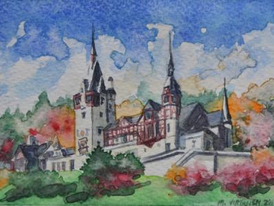 Peles castle (Romania), 12.5cm x 9cm, 2017 Peles castle (Romania), 12.5cm x 9cm, 2017
