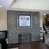 slate stone finish with venetian plaster wall