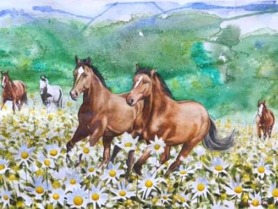 Horses and flowers, 35cm x 50cm, 2014