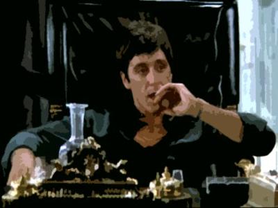 Pacino Scarface at Table Pacino Scarface at Table