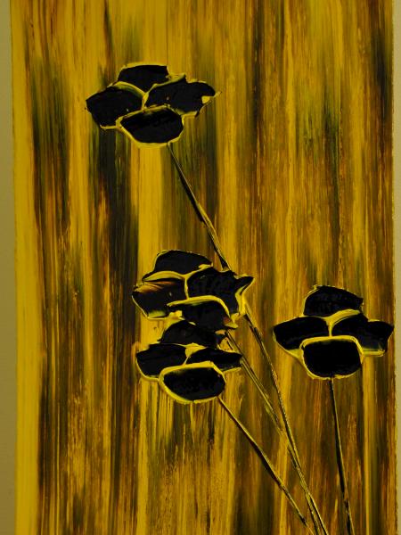 Flowers on Primary Color Series (1 of 3) 15 X 30 Acrylic on Canvas board Embellished prints available 