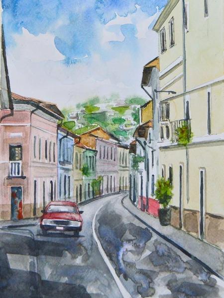 View of the Junin street 1, 30cm x 40cm, 2015