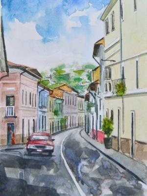 View of the Junin street 1, 30cm x 40cm, 2015