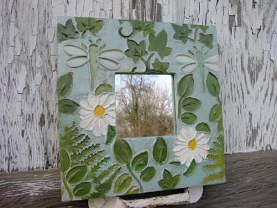 12x12in handcrafted dragonfly frame with 4x4in mirror