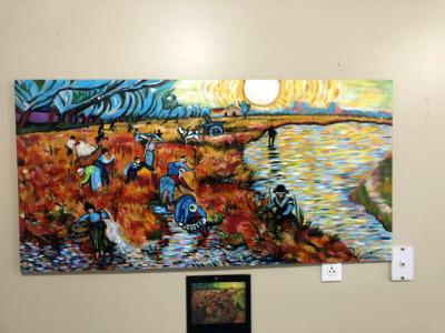 Master copy Van Gogh red vineyards on wood Master copy Van Gogh red vineyards on wood