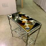 "TALL & NARROW GLASS & WELDED ART TABLE by SHazard
