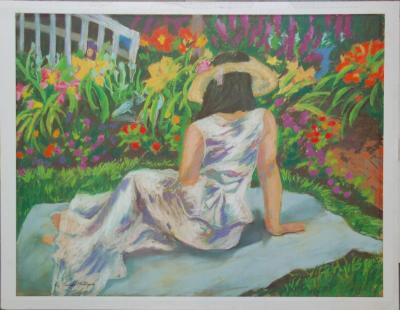 #164/S45 Lady in Garden, facing away