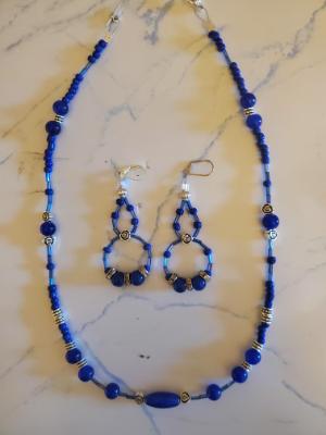 Blue Glass and rose metal accent